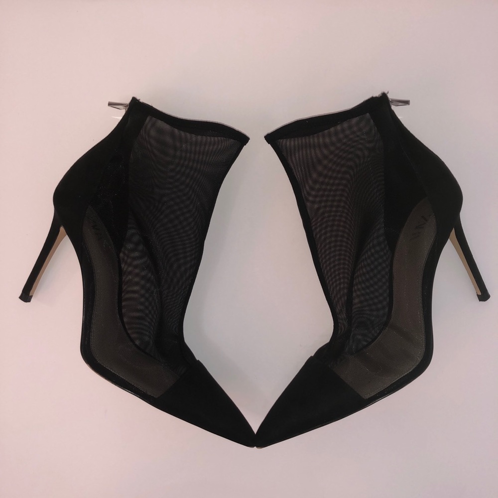 Zara Black Mesh Pointed Toe High Heel Ankle Boots. - Picture 5 of 14